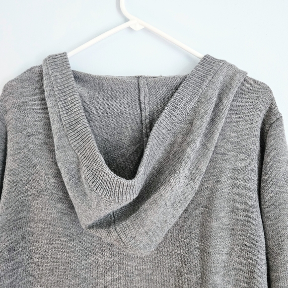NY&Co. Light Grey Open Front Hooded Wooly Acrylic Cardigan w/ Big Pockets Sz XL - Picture 7 of 7